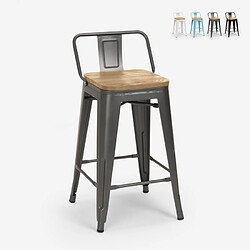 Ahd Amazing Home Design Tabouret haut bar de cuisine design industriel style Tolix Steel Wood Top Light, Couleur: Gris foncé