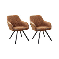 Beliani Chaise de salle à manger MONEE Set de 2 Tissu Marron doré