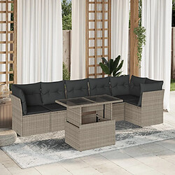 vidaXL Salon de jardin avec coussins 7 pcs gris clair résine tressée 