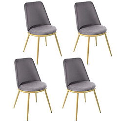 ComfortXL Chaise De Salle À Manger (lot De 4), Dossier Rond, Assise En Velours, Grise 