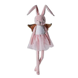 Universal Poupée lapin peluche en coton et lin crème 