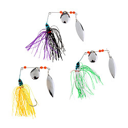 3Pcs Leurres Durs Pêche Spinnerbait avec Jig Crochet en Métal(gris Jaune Vert)