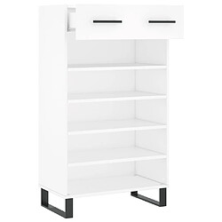 Maison Chic Armoire à Chaussures,Meuble de Rangement à Chaussures blanc 60x35x105 cm bois d'ingénierie -MN53617 pas cher