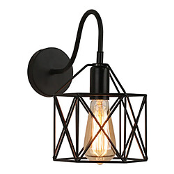 Stoex Applique Murale Vintage Industriel Cage Carré en Métal Plafonnier Luminaire Rétro Lampe Intérieure Décoration pour Salon Cuisine Couloir Chambre Café Bar, E27 Noir 