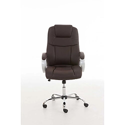 Decoshop26 Fauteuil de bureau sur roulettes avec accoudoirs mécanisme à bascule en métal chromé PVC marron 10_0002382