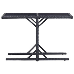 vidaXL Table de jardin Noir 110x53x72 cm Verre et résine tressée