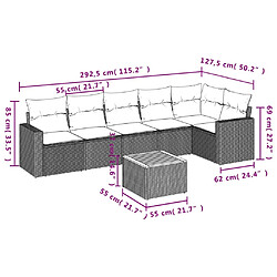 Avis vidaXL Salon de jardin avec coussins 7 pcs gris résine tressée