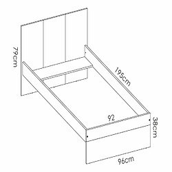 Avis Pegane Lit enfant 90 x 190 cm coloris blanc /chêne - Longueur 97 x Hauteur 79 x Profondeur 196 cm