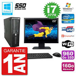 PC HP Z220 SFF Ecran 22" Core i7-3770 RAM 16Go SSD 960Go Graveur DVD Wifi W7 · Occasion 