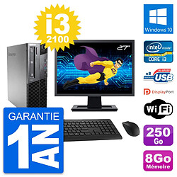 PC Lenovo M81 SFF Ecran 27" Intel i3-2100 RAM 8Go Disque 250Go Windows 10 Wifi · Occasion 