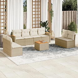 vidaXL Salon de jardin avec coussins 9 pcs beige résine tressée 