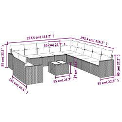 Avis vidaXL Salon de jardin 12 pcs avec coussins noir résine tressée