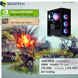 Sedatech PC Gamer • AMD Ryzen 9 5900X • RTX3050 • 32Go RAM • 1To SSD M.2 • 3To HDD • sans OS