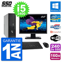 PC Fujitsu E910 DT Ecran 22" Intel i5-2400 RAM 16Go SSD 240Go Windows 10 Wifi · Occasion 