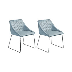 Beliani Chaise de salle à manger Set de 2 Velours Bleu clair ARCATA