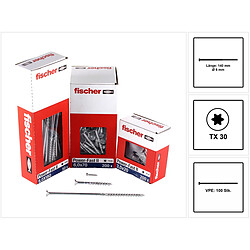 Fischer Power-Fast II FPF II Vis à bois aggloméré 6,0x140 mm,100 pcs., tête fraisée, empreinte Torx, filetage total, zingué et passivé bleu ( 670462 )