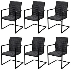 vidaXL Chaises à manger cantilever lot de 6 noir similicuir 