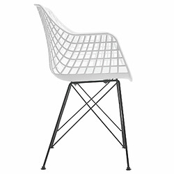 Idimex Lot de 4 chaises ALICANTE, en plastique blanc et métal noir pas cher