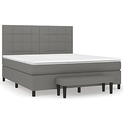 vidaXL Sommier à lattes de lit avec matelas Gris foncé 160x200cm Tissu