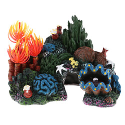 Aquarium Décoration Artificielle Décor pour Aquarium en Résine Cottage Réservoir de Poissons Décor Conque, Aquarelle, Faux Arbre - 14×10×10cm