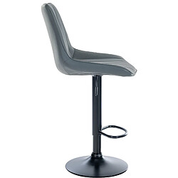 Decoshop26 Lot de 2 tabourets de bar réglable en hauteur pivotant à 360° assise en PVC gris couture verticale pied métal noir 10_0004422