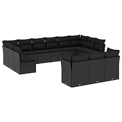 Maison Chic Salon de jardin avec coussins 13 pcs | Ensemble de Table et chaises | Mobilier d'Extérieur noir résine tressée -GKD24955