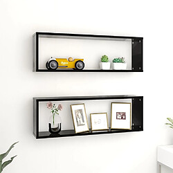 Maison Chic Lot de 2 Étagères cube murales,Etagère de rangement flottantes Noir 80x15x26,5 cm Aggloméré -MN12051