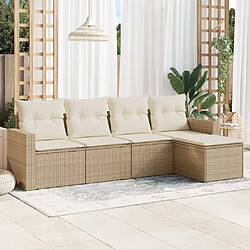 vidaXL Salon de jardin avec coussins 5 pcs beige résine tressée 