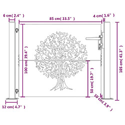 vidaXL Portail de jardin 105x105 cm acier corten conception de l'arbre pas cher