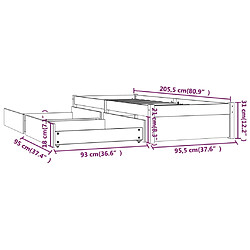 vidaXL Cadre de lit sans matelas avec tiroirs blanc 90x200 cm pas cher