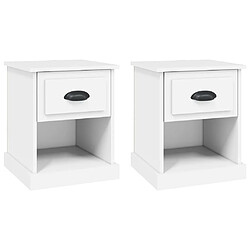 vidaXL Tables de chevet 2 pcs blanc 39x39x47,5 cm bois d'ingénierie