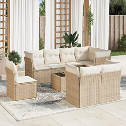 vidaXL Salon de jardin avec coussins 9 pcs beige résine tressée 