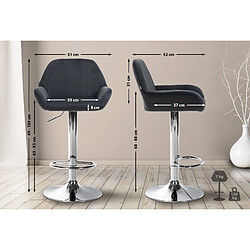 Non Lot de 2 tabourets de bar Braga velours chrome