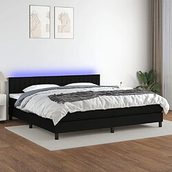 vidaXL Sommier à lattes de lit et matelas et LED Noir 200x200 cm Tissu