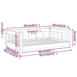 vidaXL Lit pour chien noir 95,5x65,5x28 cm bois de pin solide pas cher