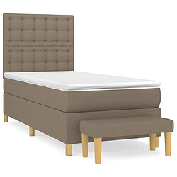 vidaXL Sommier à lattes de lit avec matelas Taupe 100x200 cm Tissu