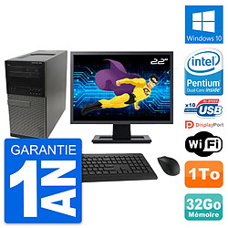 PC Tour Dell 990 Ecran 22" Intel G630 RAM 32Go Disque Dur 1To Windows 10 Wifi - Occasion