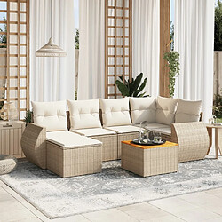 vidaXL Salon de jardin avec coussins 7 pcs beige résine tressée 