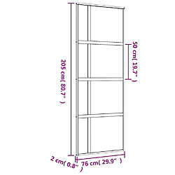 vidaXL Porte coulissante doré 76x205 cm verre ESG clair et aluminium pas cher