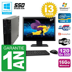 PC Lenovo M82 SFF Ecran 27" i3-3220 RAM 16Go SSD 120Go Graveur DVD Wifi W7 · Occasion 