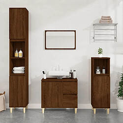 Maison Chic Armoire de bain,Meuble de rangement de salle de bain,Meuble haut chêne marron 65x33x60 cm bois d'ingénierie -GKD328334