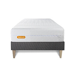 Septnuits Ensemble Memo Bio 90 x 190 cm Matelas + sommier kit gris 90x190 Memo Bio Mousse à mémoire de forme Maxi épaisseur Déhoussable