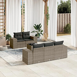 vidaXL Salon de jardin 6 pcs avec coussins gris résine tressée 