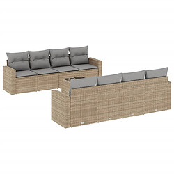 vidaXL Salon de jardin avec coussins 9 pcs beige résine tressée