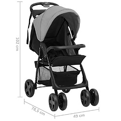 vidaXL Poussette pour bébé 3-en-1 Gris clair et noir Acier pas cher