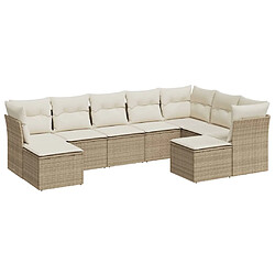 vidaXL Salon de jardin avec coussins 9 pcs beige résine tressée