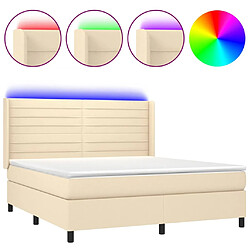 vidaXL Sommier à lattes de lit matelas et LED Crème 160x200 cm Tissu