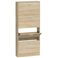 vidaXL Armoire à chaussures Chêne 59x17x150 cm Bois d'ingénierie