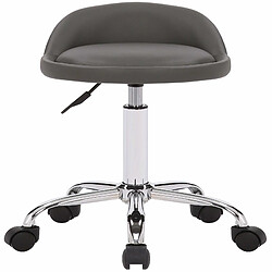 Decoshop26 Tabouret de travail sur roulettes hauteur réglable support en métal assise en synthétique gris TABO10193