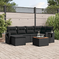 Maison Chic Ensemble Tables et chaises d'extérieur 7pcs avec coussins,Salon de jardin noir résine tressée -GKD995021